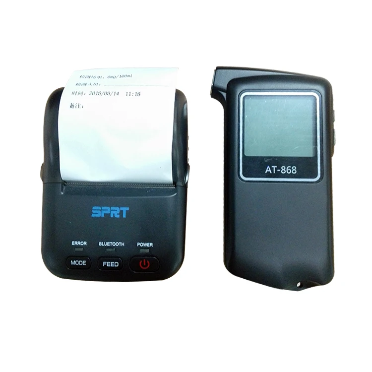 Greenwon เครื่องทดสอบแอลกอฮอล์ในลมหายใจจอแสดงผลดิจิตอลจอ LCD ขนาด2.0นิ้วพร้อมเครื่องพิมพ์