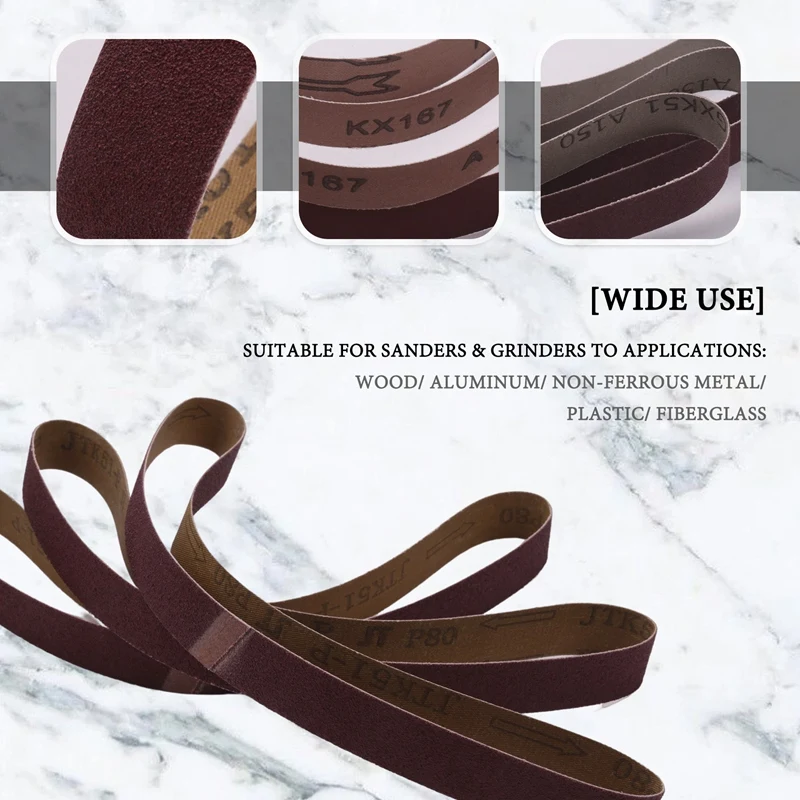 15 Pcs 1X30 Inch Aluminum Oxide Sanding Belts Heavy Duty Sanding Belts Multipurpose Abrasive Belts For Belt Sander