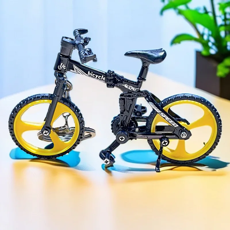 Mini llavero plegable creativo de aleación fundida a presión para niños, modelo de bicicleta de montaña, juguetes para niños, regalos de colección fundidos a presión