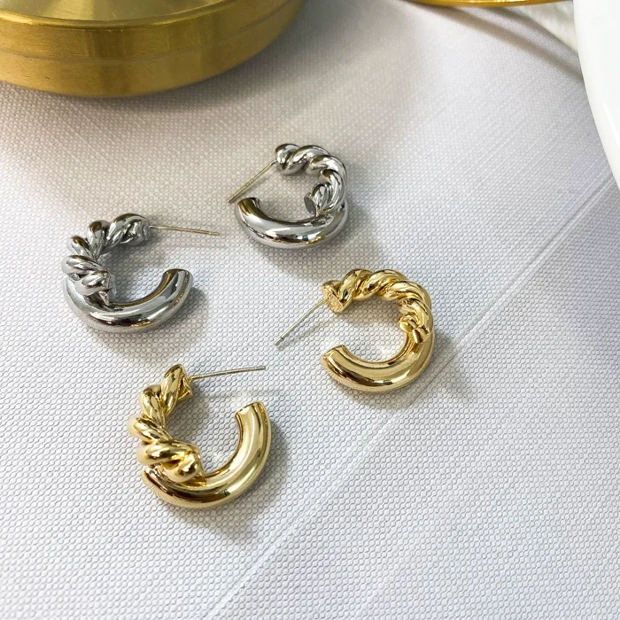 

Латунные серьги-кольца 18K CC в стиле панк