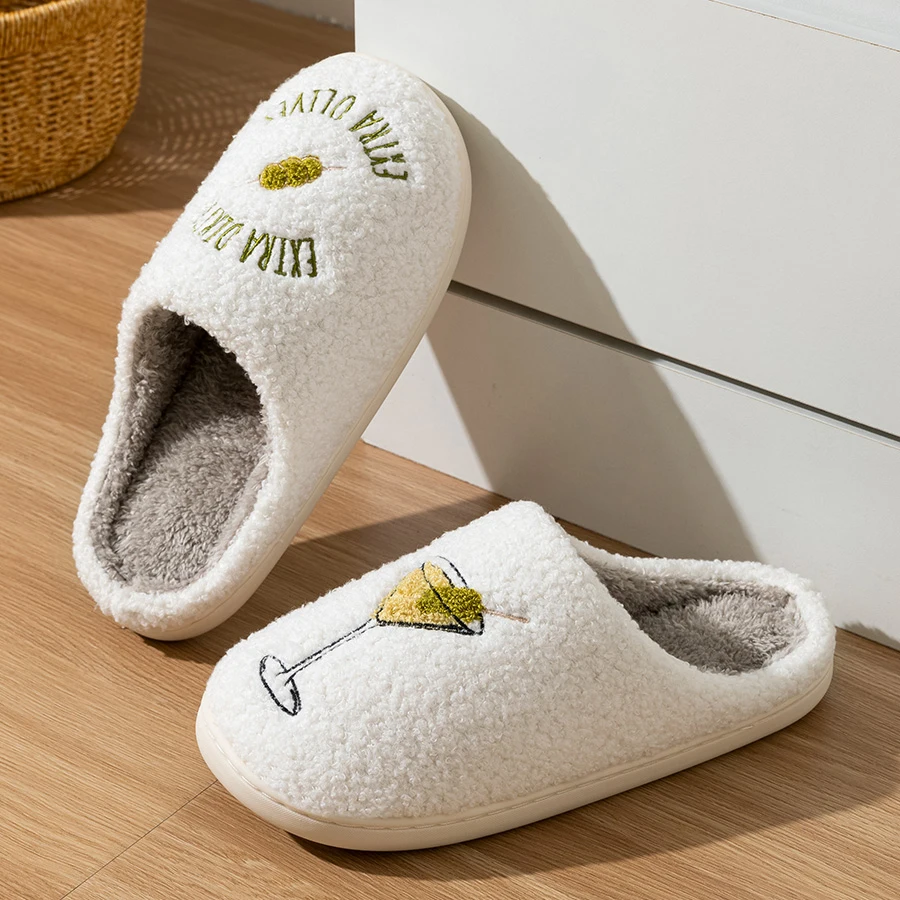 Indoor Fuzzy Men's Slippers Dirty Martini Mom Daughter Gift Extra Women's Bedroom Shoes Dirty Bachelorette Party Bridal Comfy