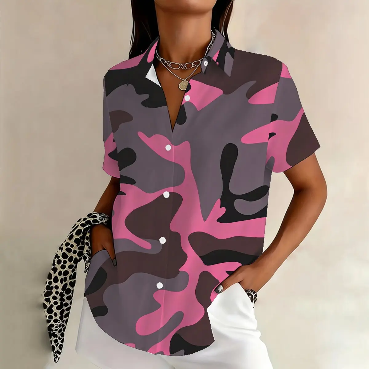 

Модная женская рубашка больших размеров с коротким рукавом, классический цветовой дизайн, подходит для активного отдыха, работы, повседневной носки и для встреч с друзьями.