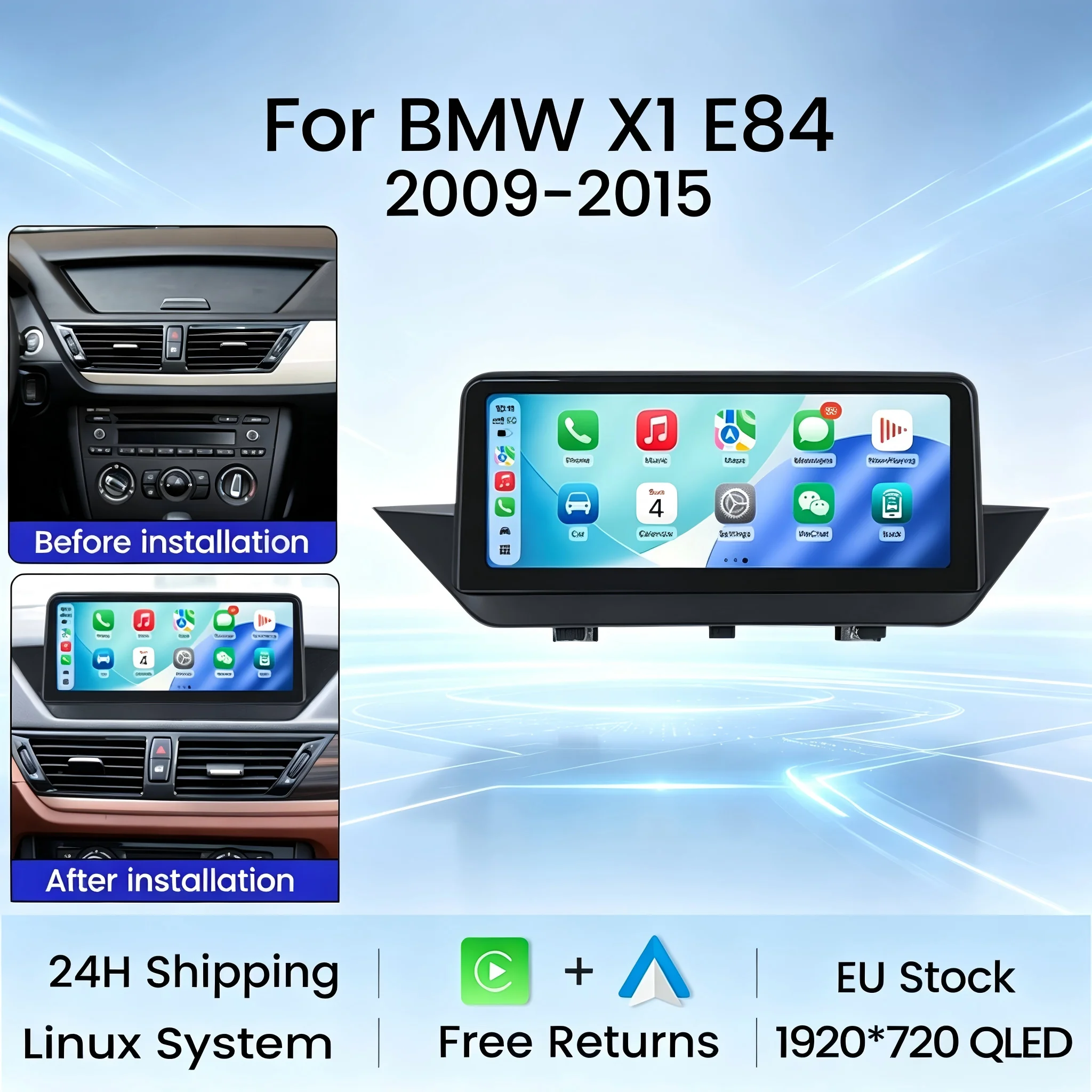 10,25'' Linux-Bildschirm Kabelloses Carplay Android Auto Autoradio Multimedia-Player für BMW X1 E84 2009-2015 Display WIFI GPS-Navigation Airplay Mirror Link