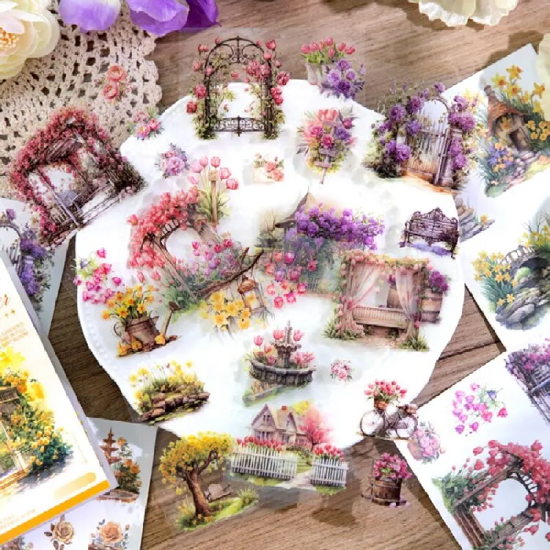 

Mr. Paper, Dream Flower Field Four Seasons Garden Stickers, Scrapbook Notebook Phone Case Diary Decorative Stationery Stickers