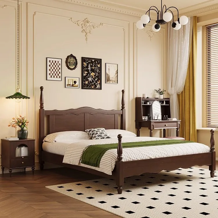 

Customizable French retro style household small apartment modern simple master bedroom 1.8m led luxury double wedding bed