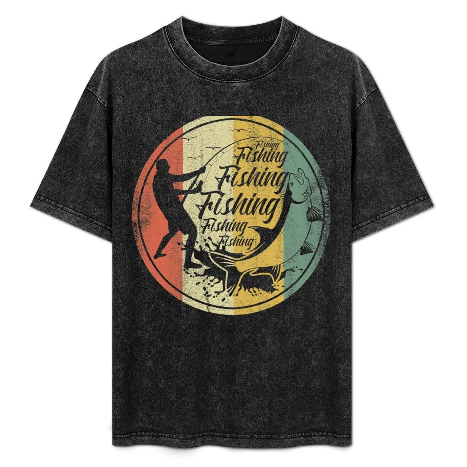 Retro Saltwater Deep Sea Fishing Lover Angler Fisherman Sport Tarpon Fish Men and Women T-Shirt Breathable Basic Cotton T-Shirt