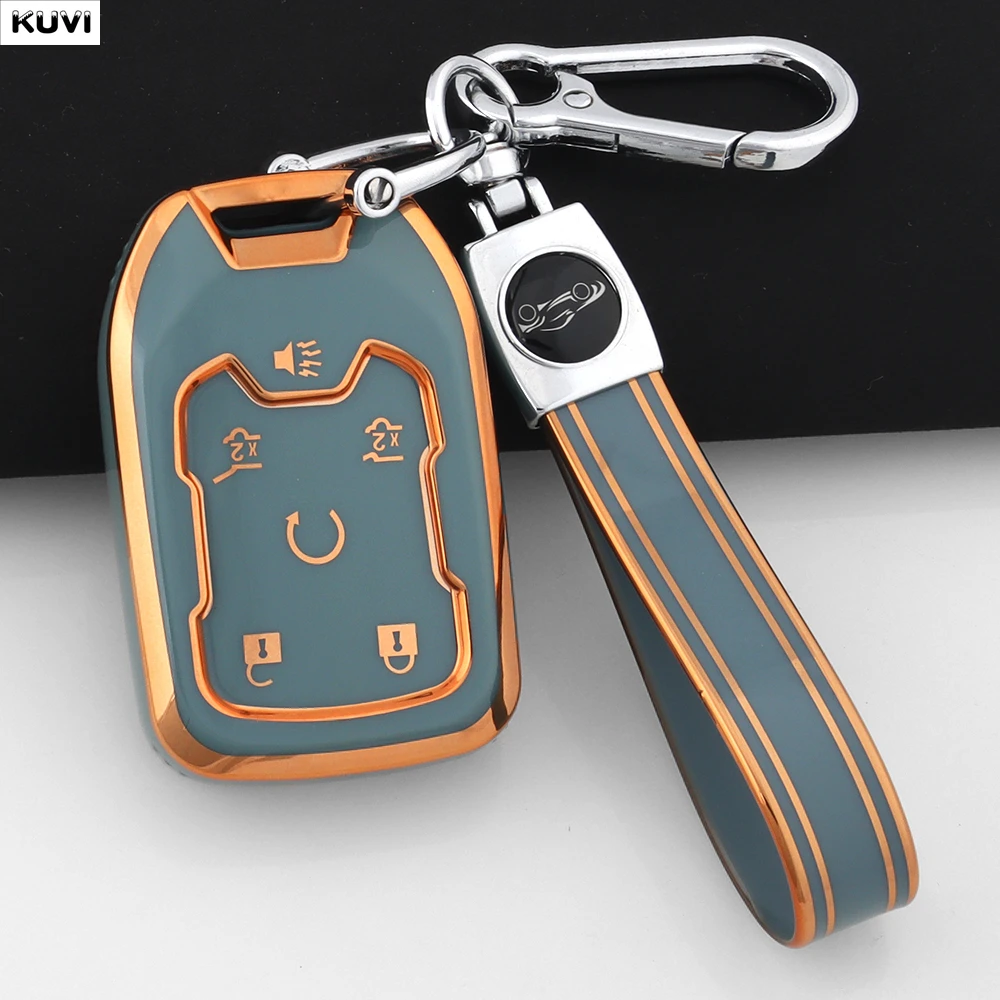 6 Buttons TPU Car Key Case Cover for Chevrolet Silverado GMC Sierra 1500 2500HD 3500HD Terrain Acadia 2020 2021 2022 Keychain view 3