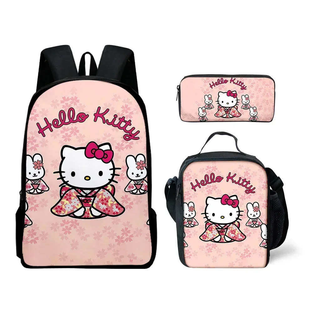 Plecak sportowy Hello Kitty Hello Kitty Plecak Torba na lunch Piórnik Tornister szkolny Kawaii Tornister z kreskówek Mochila