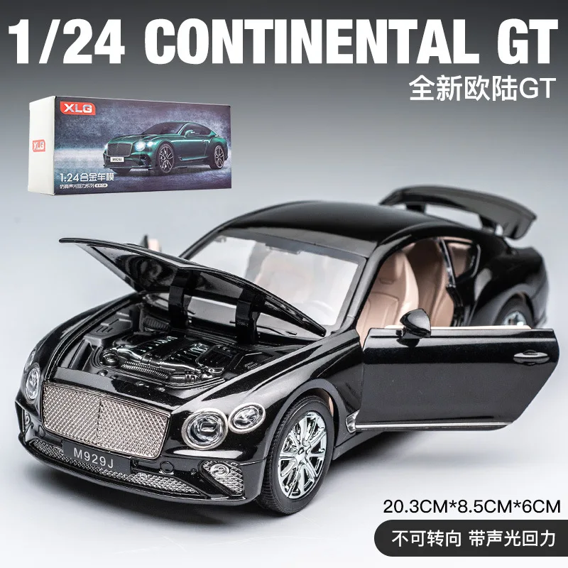 1:24 Bentley Continental GT simulação liga carro esportivo modelo coleção som e luz puxar para trás carro infantil brinquedo ornamentos