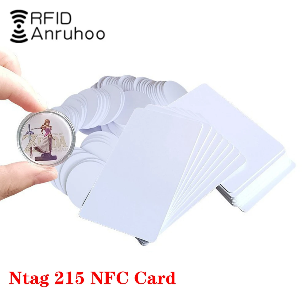 30/50pcs Rfid Smart Chip Nfc Ntag215 White Card Coin Keychain 13.56mhz Badge Sticker Ultra Light 25mm Tag For Amiibo Etc.