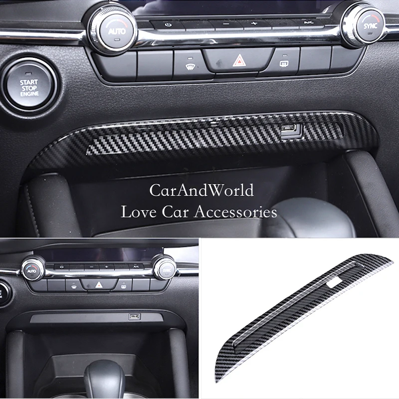 

Center Console USB Panel Cover Interior Gearbox Frame Trims ABS Chrome Decoration Car Accessories For Mazda 3 Axela 2019-2025