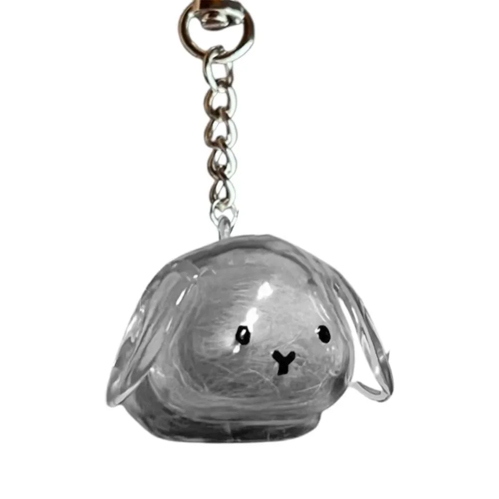 Transparenter Kaninchenhaar-Aufbewahrungsanhänger, Kaninchenförmiger Schlüsselanhänger, Rucksack-Dekoration – Detail 7