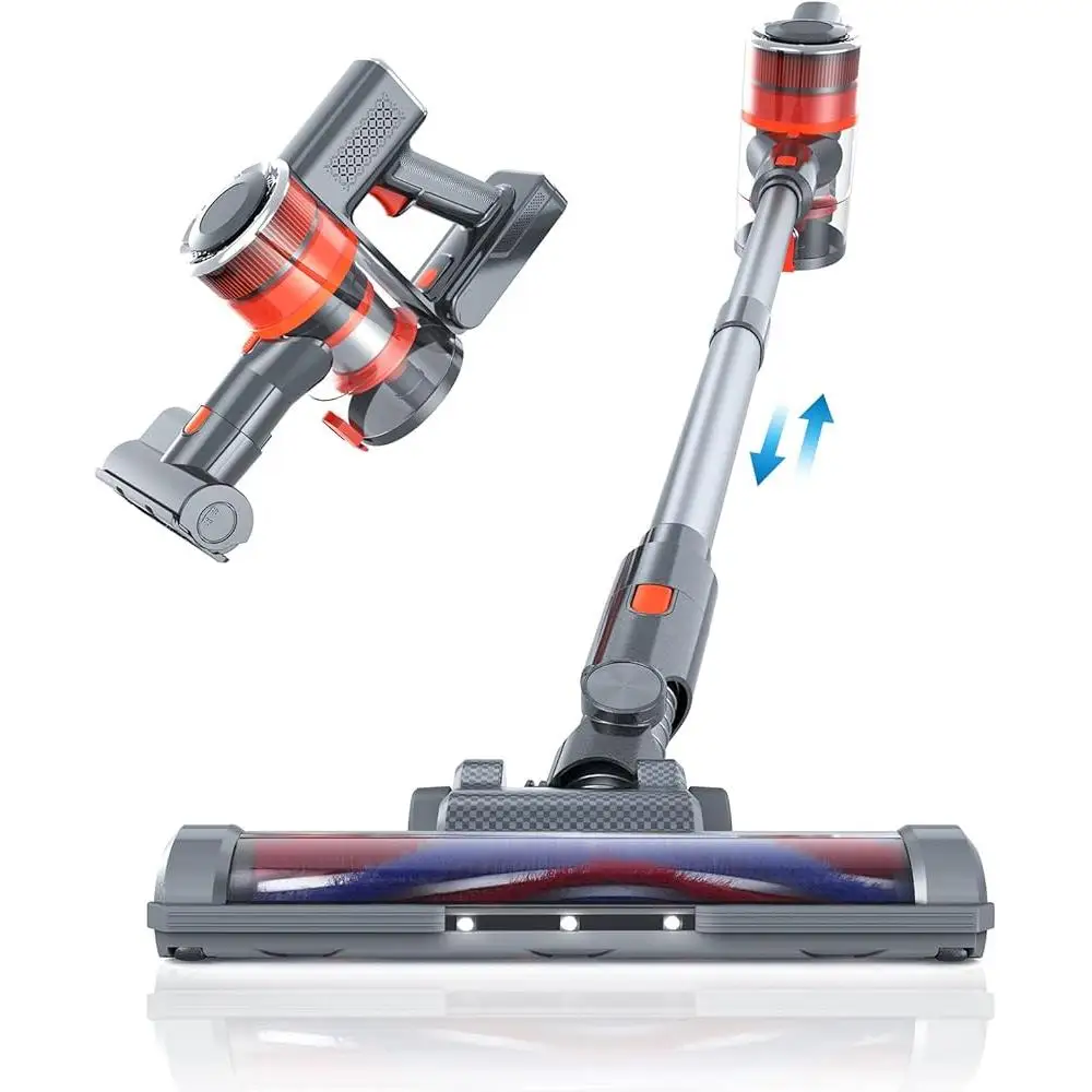 Aspiradora inalámbrica 400W 33KPa Potente succión 55min Tiempo de ejecución Pantalla táctil Batería desmontable Filtro HEPA Ligero 8