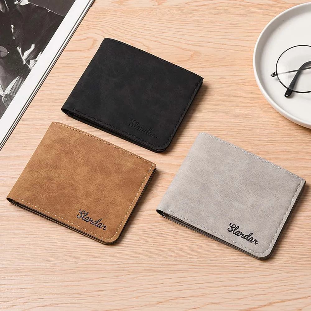Soft Money Bag Men Wallet PU Leather Multi-slot Coin Purse Short Ultra-thin Business Card Holder Men/Boys