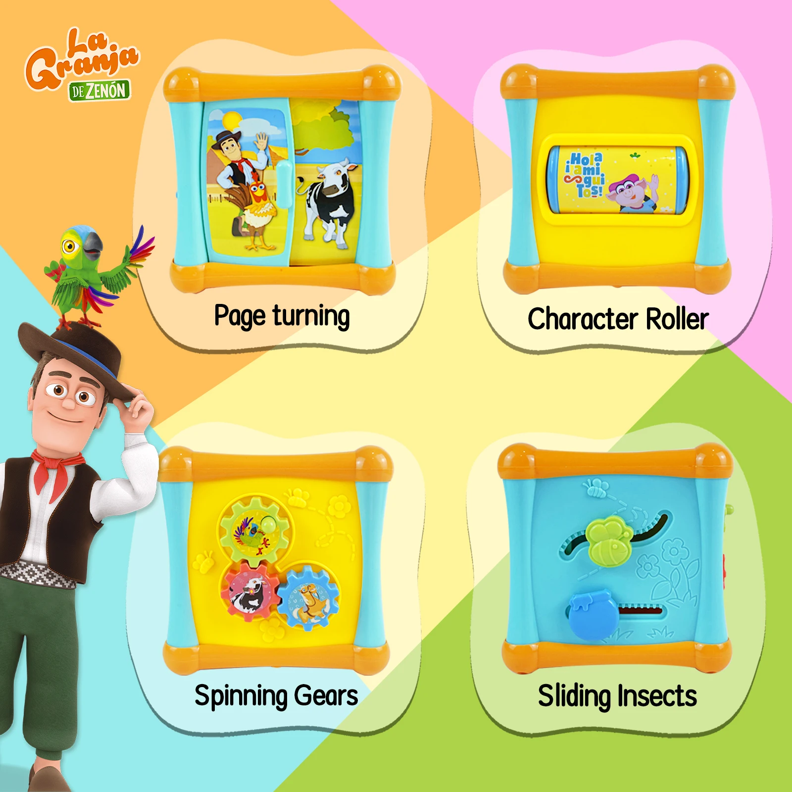Cube d'activité La Granja De Zenon pour bébé, jouet d'apprentissage avec son, cadeau pour tout-petits garçons et filles, jouets de ferme Zenon