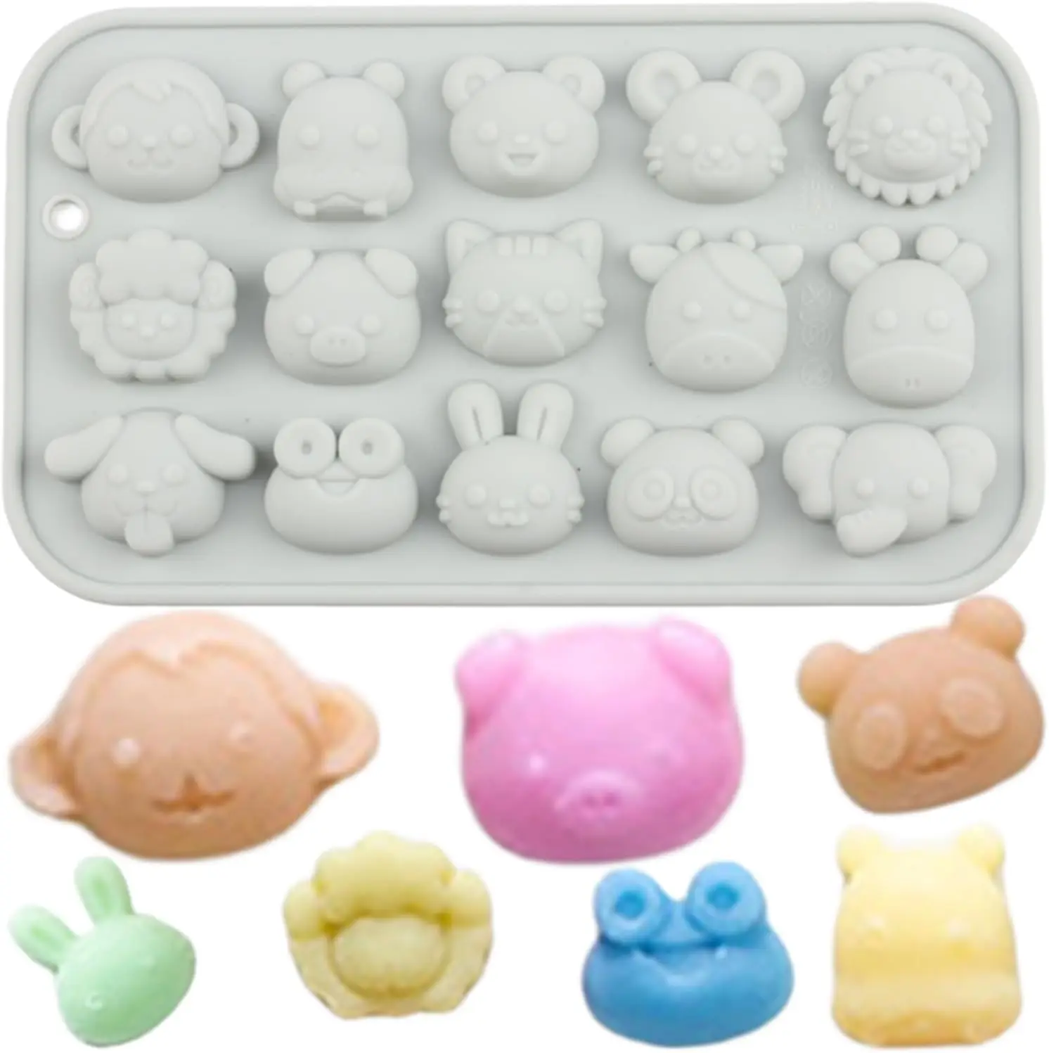 

15 Cavity Animal Silicone Candy Molds Monkey Bear Rabbit Cat Cow Dog Mold for Chocolate Candy Baking Tools Cake Decoration