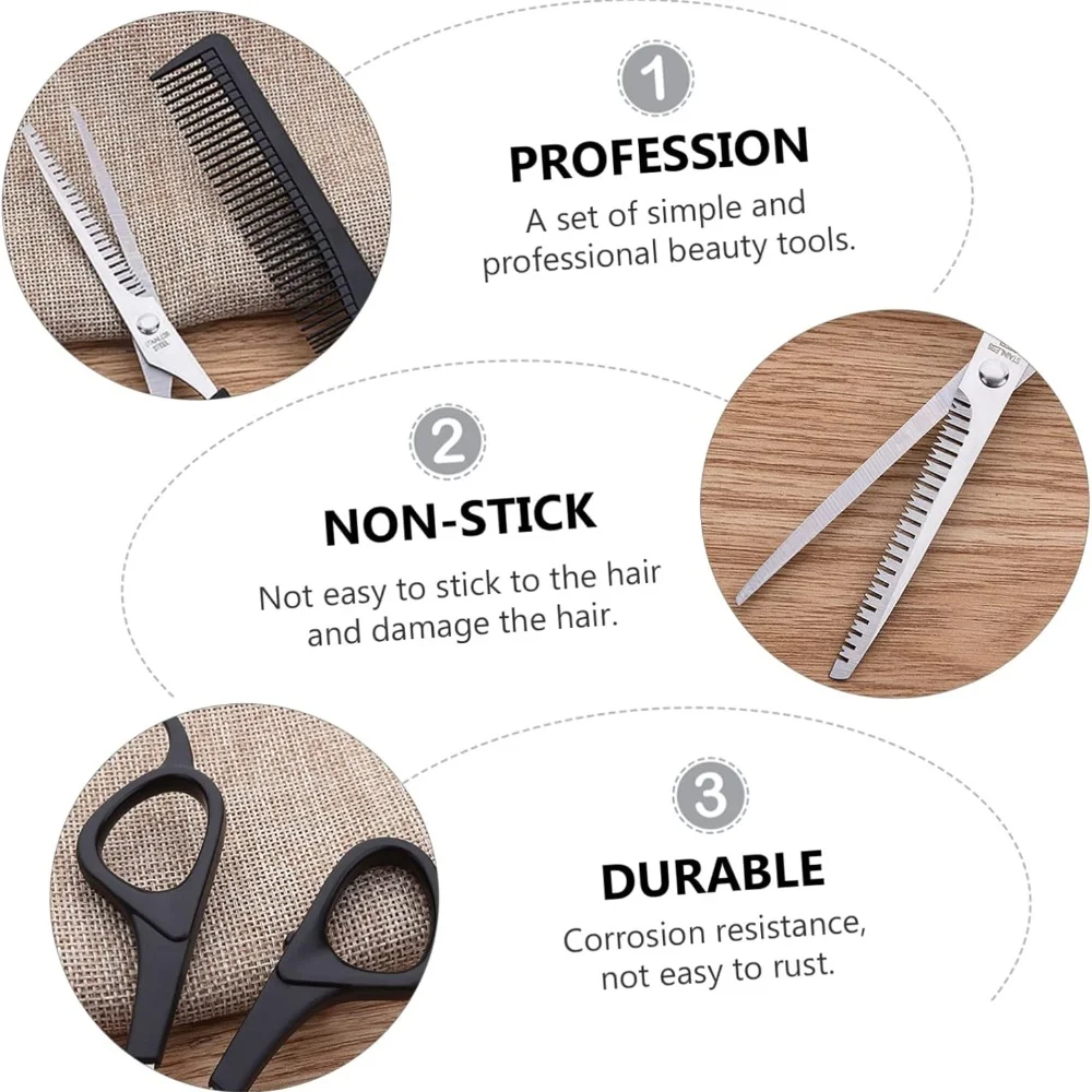 3 unids/set Kit de tijeras de peluquería herramienta para adelgazar y peinar el cabello de los niños-para hombres y mujeres tijeras peine herramientas para el cabello