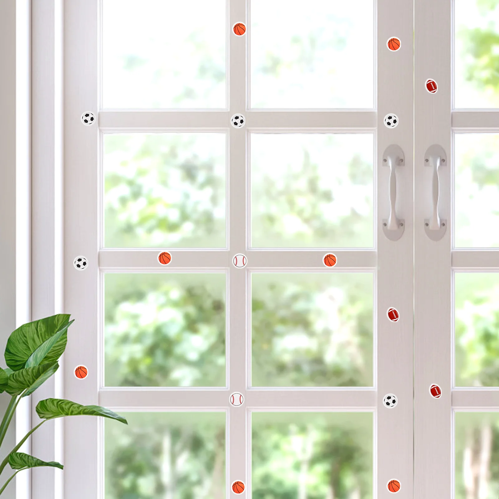 

20 Sheets Stickers Sports Balls Decorative Tennis Basketball Shaped for Teens Boys Wall Door Window Glass Party