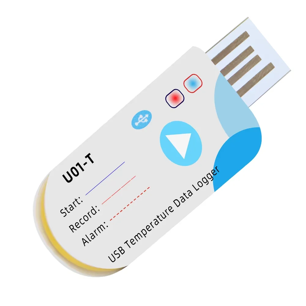 U01-T USB Temperature Data Logger Thermometer 10000Points USB Report With App 60/90Days IP67 Disposable Recorder with Warning