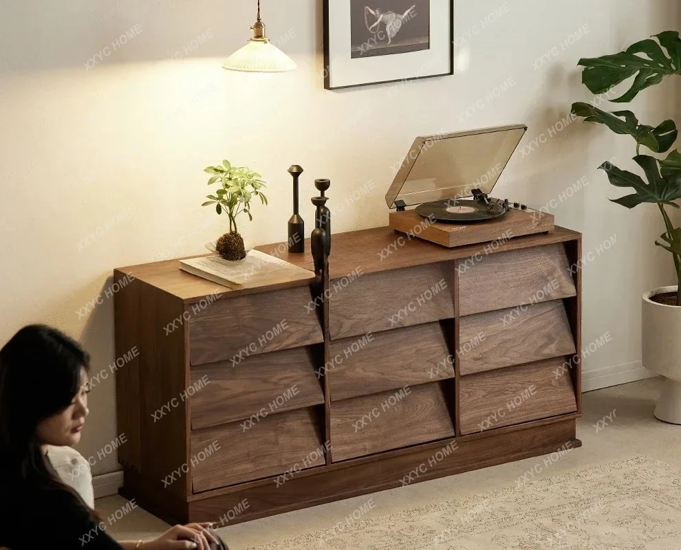 black walnut, medieval porch cabinet, drawer cabinet, solid wood homestay living room locker