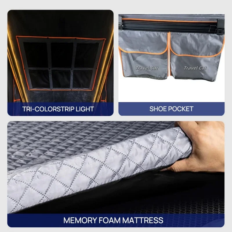 Outdoor Camping Aluminum Hiking Roof Top Car Tent Customized Vehicles Roof Tent Clamshell Hard Shell Rooftop Tent