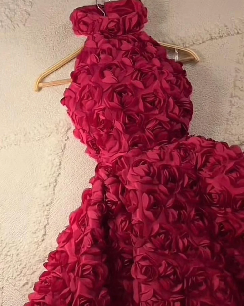 Bola Halter Neck Una línea 3D Rosa Flores Encaje Ocasión formal Vestido de noche Árabe Arabia Islam Musulmán فستان sattkusو