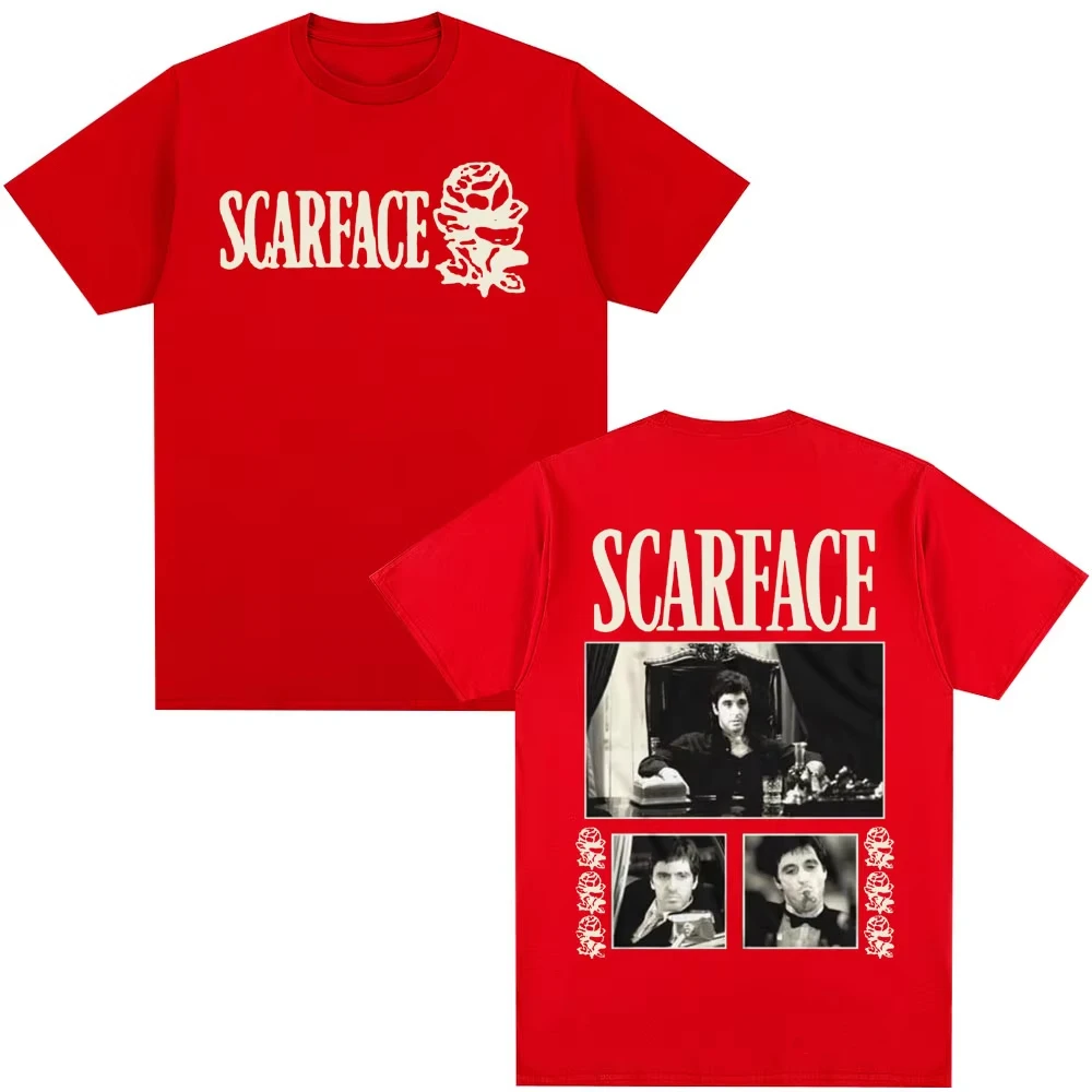 توني مونتانا آل باتشينو ريترو القوطية العصابات فيلم سكارفيس تي شيرت الرجال والنساء الملابس القطن المتضخم تي شيرت #3