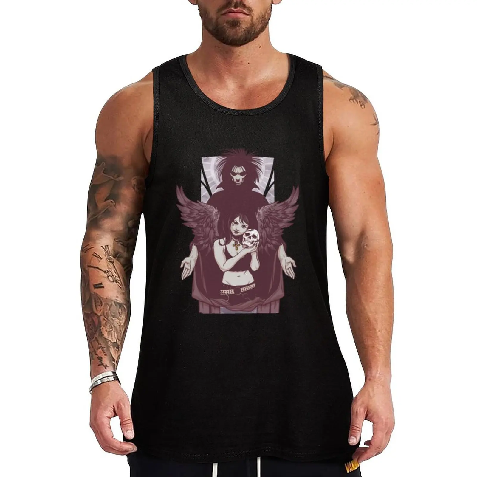 

The Sandman & Death Tank Top mens gym clothes t-shirt gym man Fitness men clothing