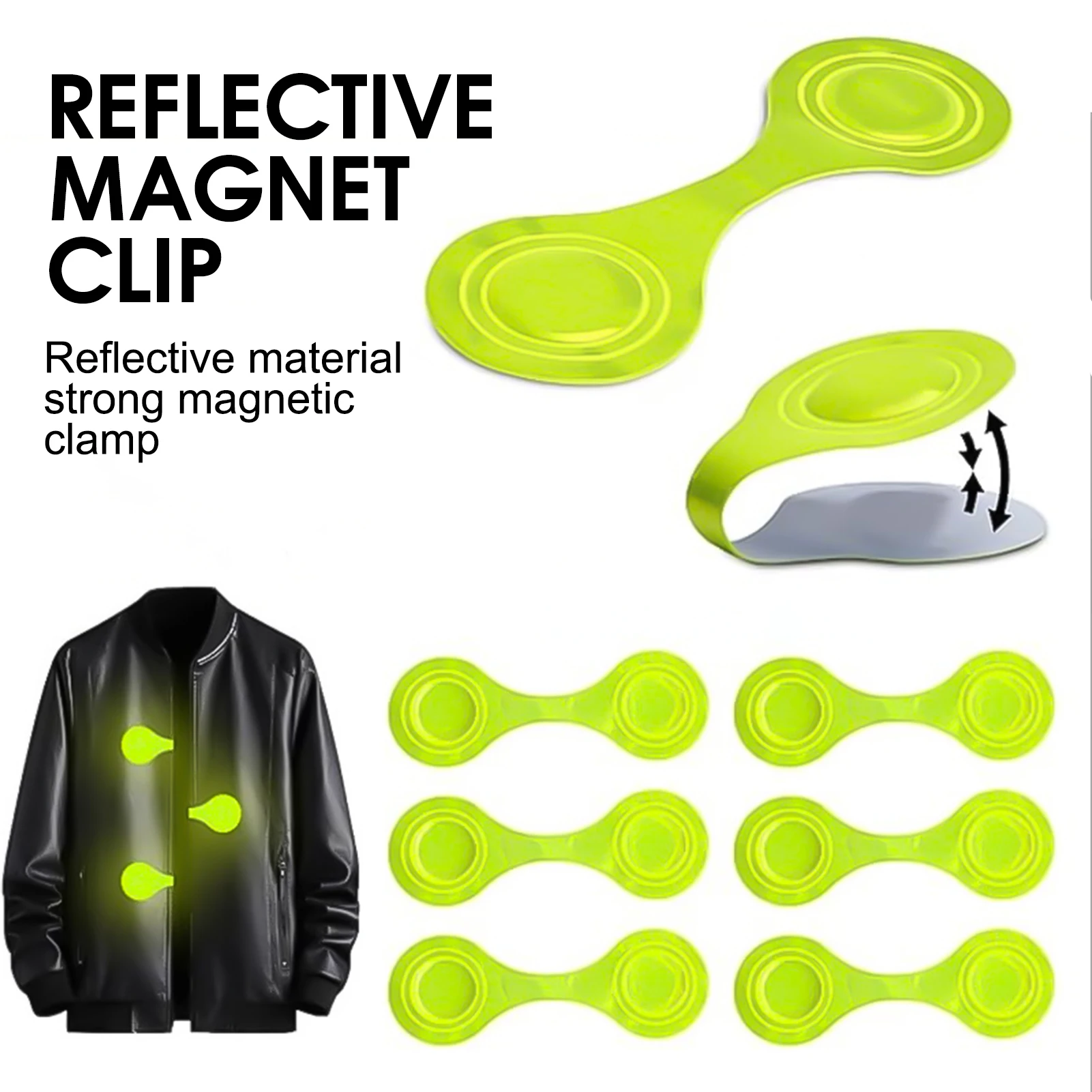 6Pcs Reflective Magnetic Clips for Backpacks, Reflector Bag Clips for Adults Night Walking Bike Cycling Safety Accessories