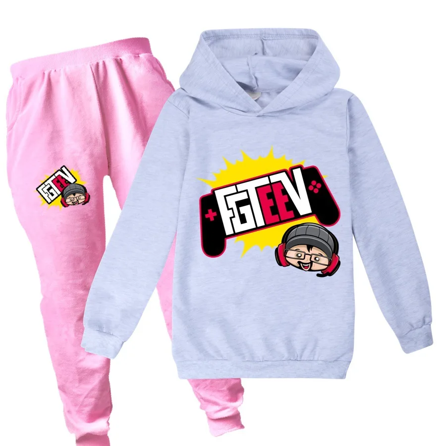 Children Clothing Set Fall Kids Hooded Set Fgteev Boys Casual Sports Pants 2pcs Cartoon Hoodies For Teens Fashion Suit Tracksuit