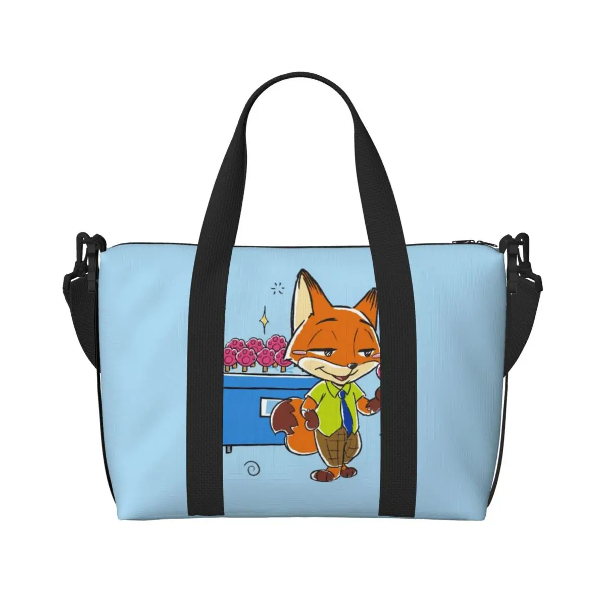 

Custom Z-Zootopia Wallpaper Beach Tote Bag Women Cute Cartoon Large Compartment Beach Gym Travel Bags
