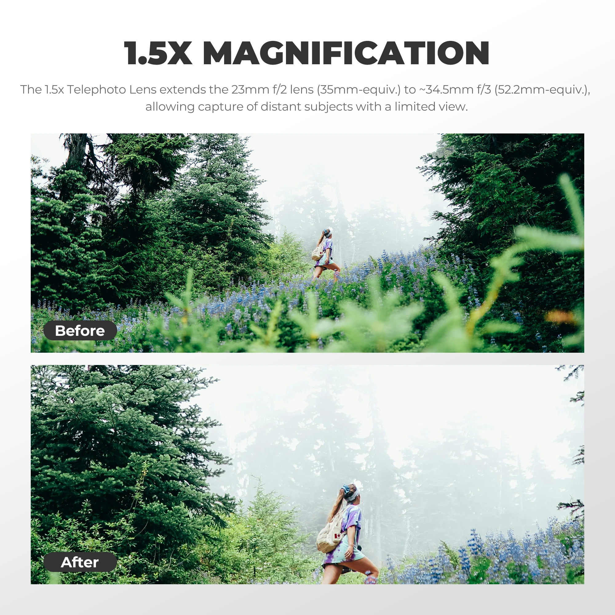 Freewell Nuovo Stile Fujifilm HD 1.5x Teleobiettivo per Fuji X100VI e X100V Fotocamere Accessori Fotografia