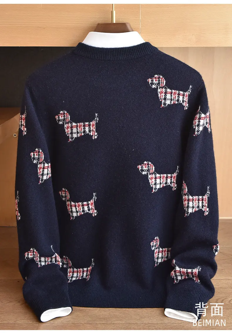 100% pure cashmere sweater with round neck pattern new thickened fashion sweater in autumn and winter.