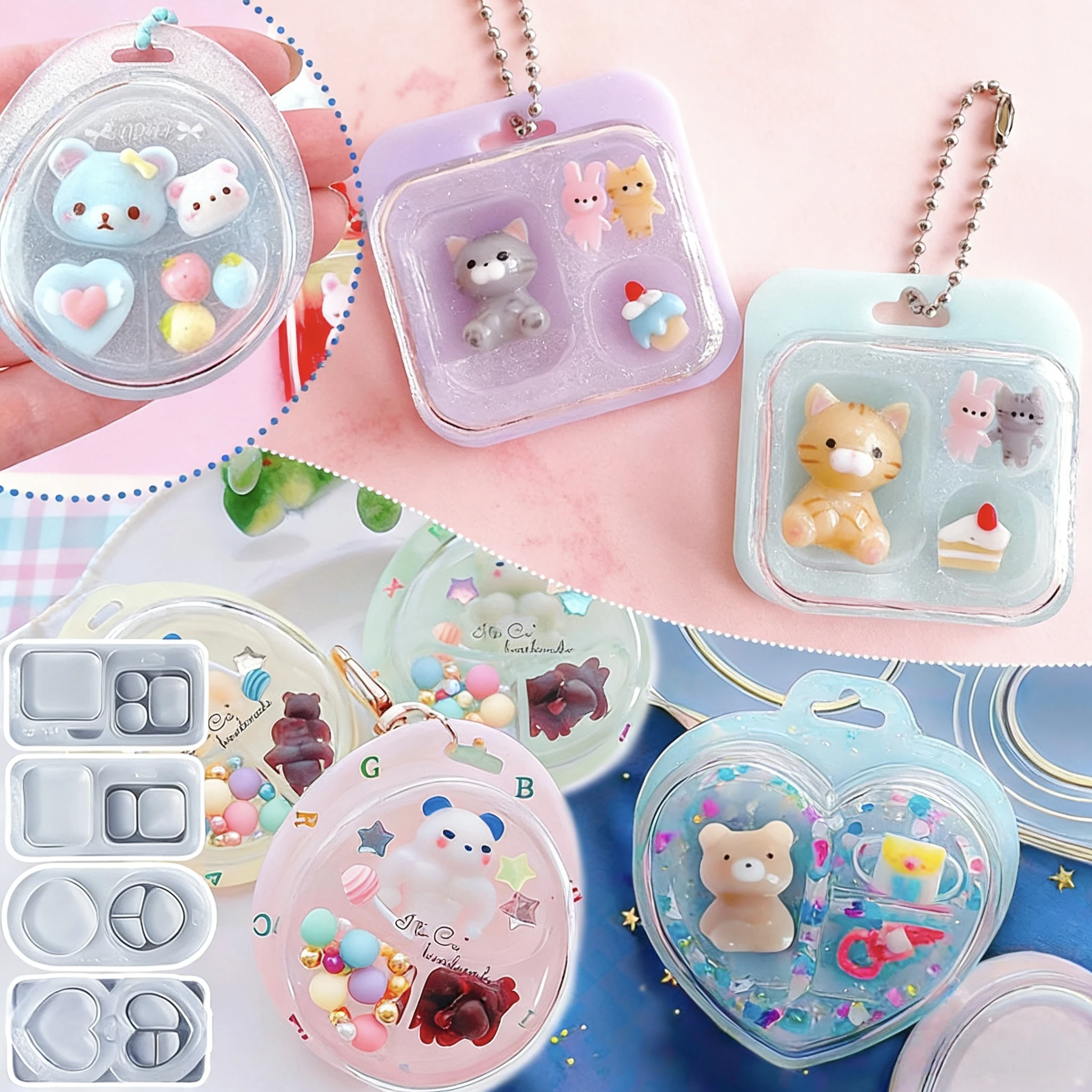 Resin Silicone Molds Oval Heart Rectangle Storage Box Molds Jewelry Mould