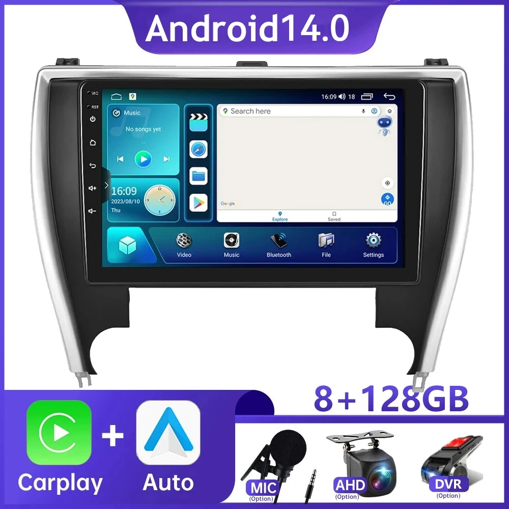 

2DIN Android 14.0 Car Radio For Toyota Camry 8 50 55 2015 2016 2017 Multimedia Player Navigaion GPS DSP Stereo Head Unit Carplay