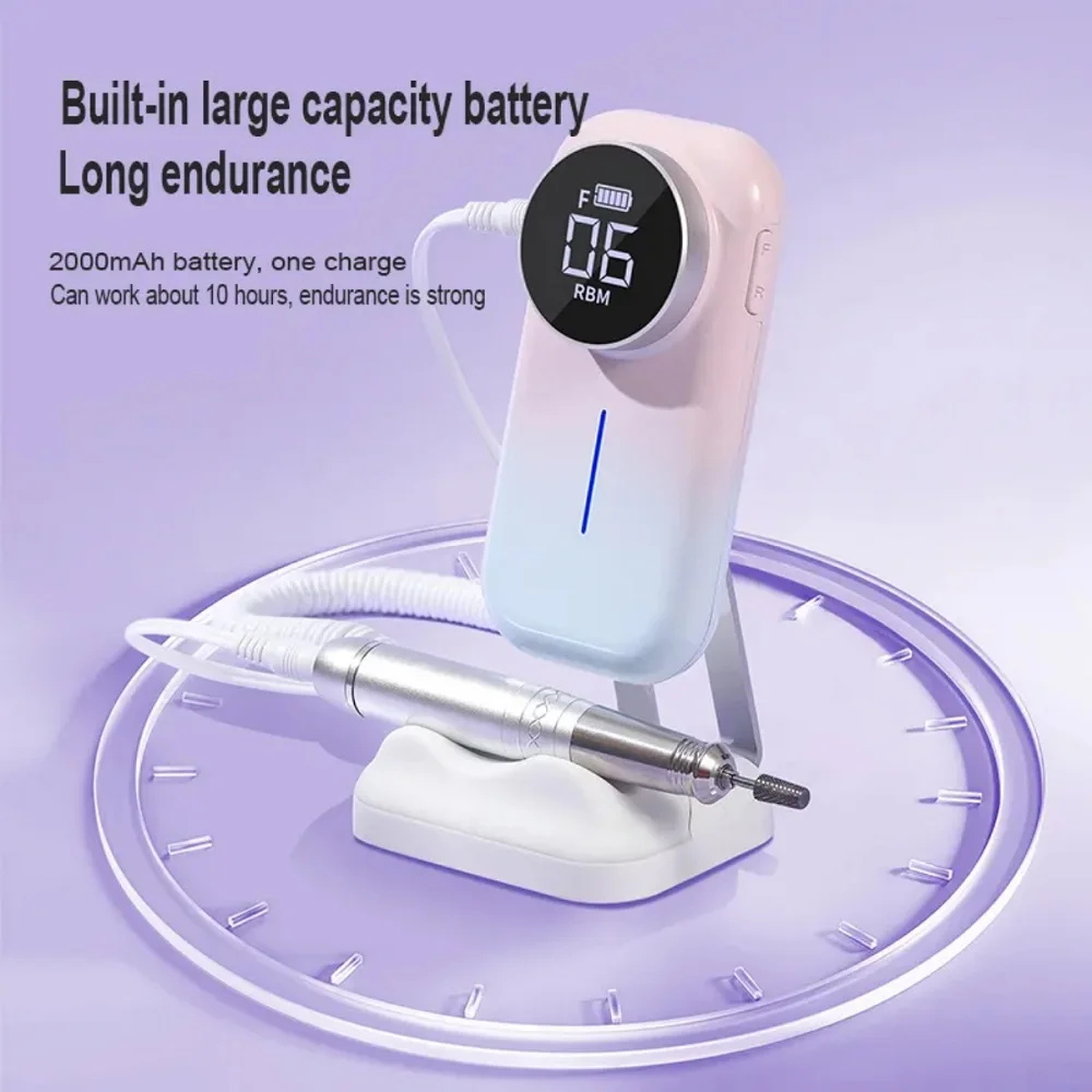 Professional Electric Nail Drill E File UV805 Nail Polisher Grinder Machine LCD Display Type-c