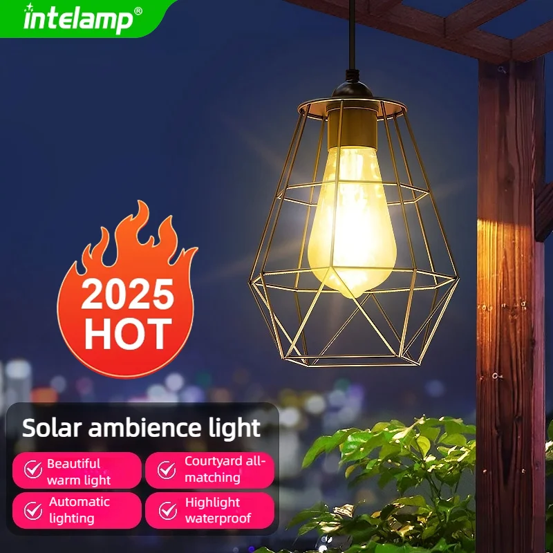 

Solar Pendant Light Outdoor Waterproof LED Lamp Diamond Chandelier Decorations with Remote Control for Indoor Shed Garden Yard
