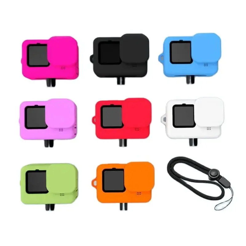 

Silicone Case Lens Cap Cover Protector Shell For GoPro 12/11/10/9 Camera Frame Wrist Strap Lens Cap Screen Protector Film