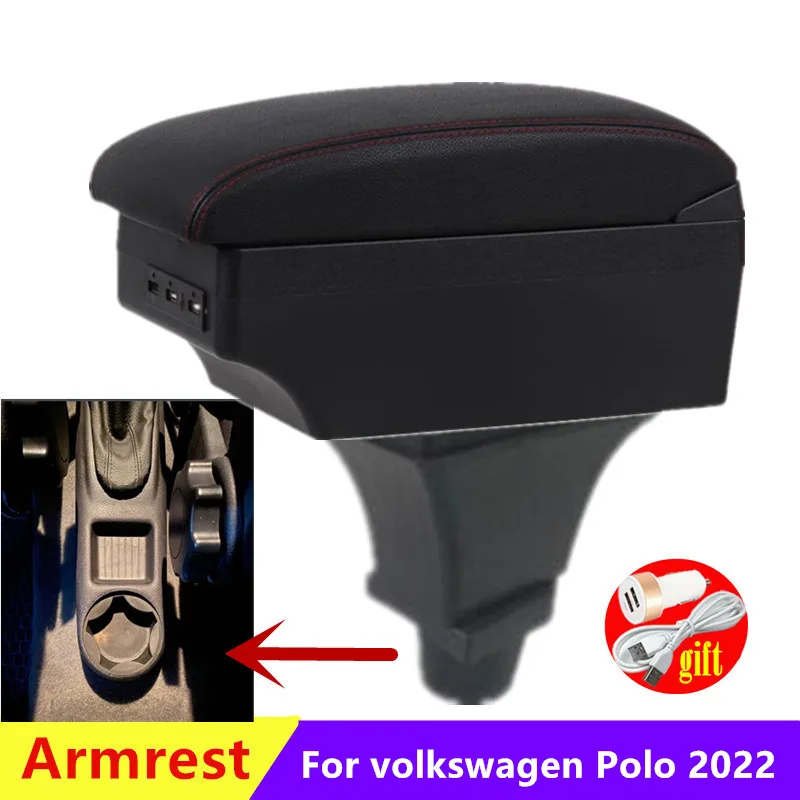 ﻿ For volkswagen Polo 2022 Armrest box For volkswagen saveiro Car Armrest Console storage Box Interior Retrofit Car Accessories