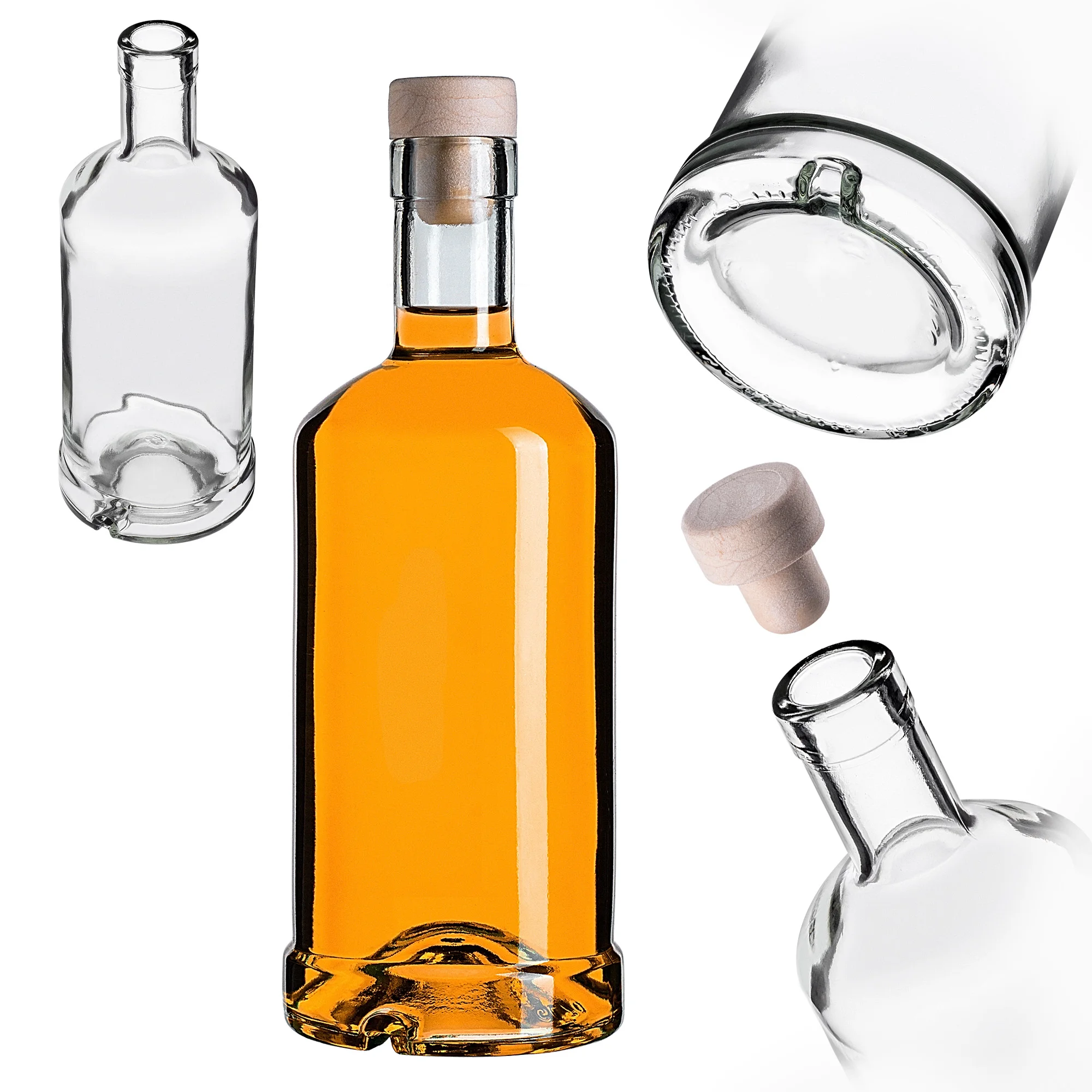 KADAX Bouteille en verre de 500 ml avec bouchon synthétique 50 pièces