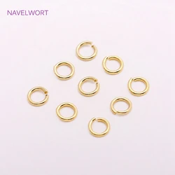 100pcs/Bag 0.7mm*4mm 14K Gold Plating Open Jump Ring,Supplies For Jewelry Making Brass Metal Split Rings Findings Wholesale