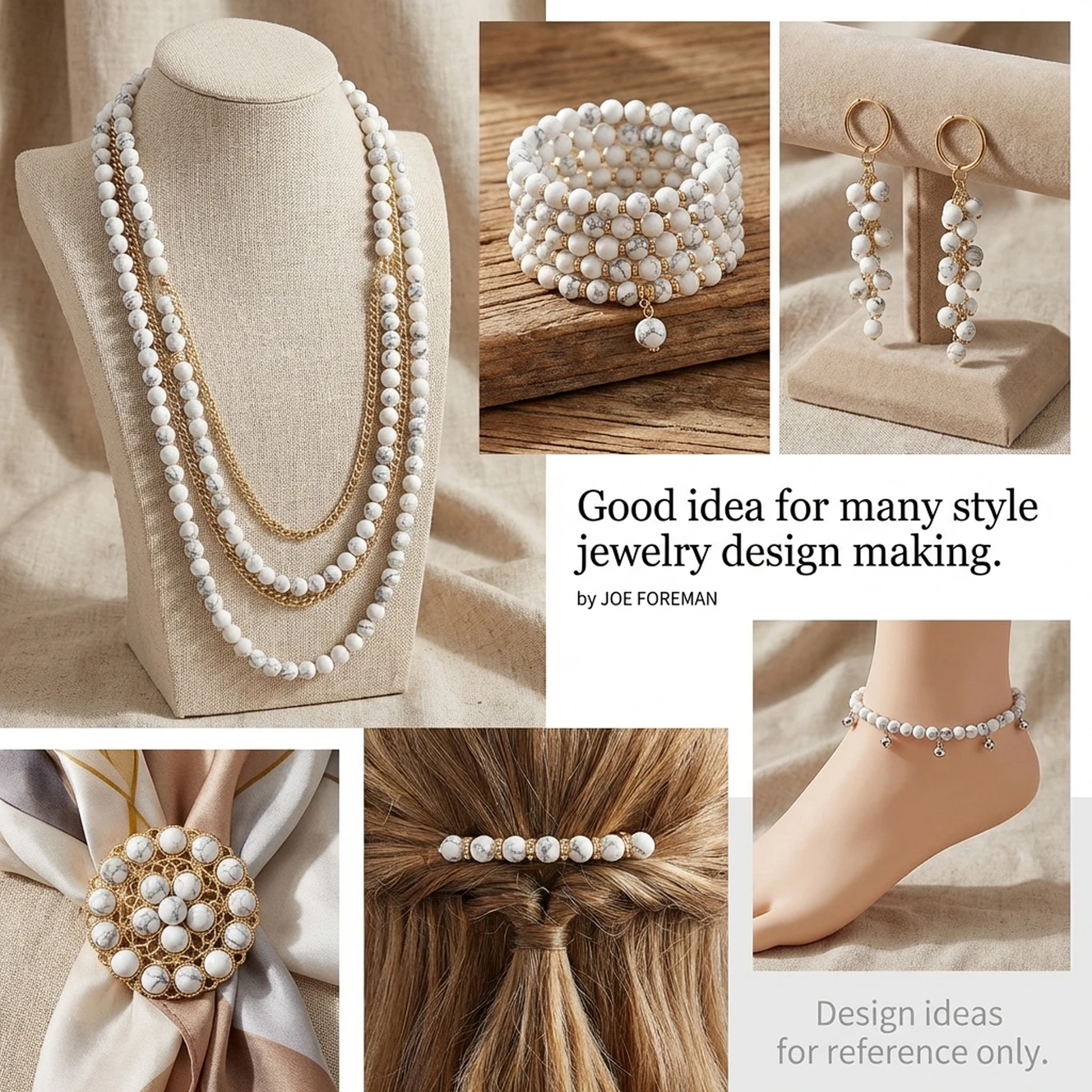 Natural Stone White Howlite Round Loose Beads For Jewelry Making Strand 15\