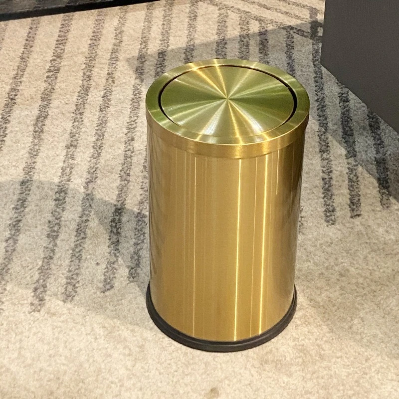 

Shaking Lid Stainless Steel Trash Can Living Room Commercial Hotel Bathroom High-grade Golden Tube
