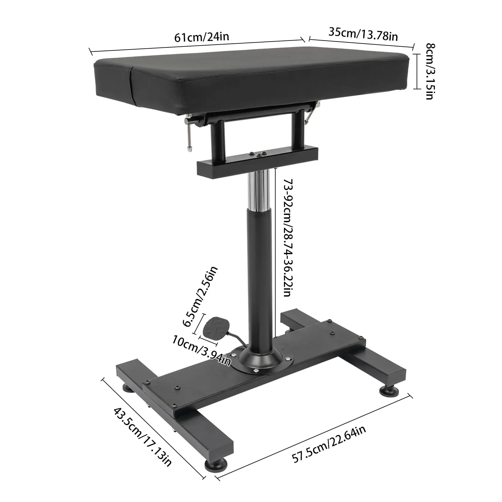مسند ذراع الوشم، حامل مسند ذراع الوشم قائم بذاته، مسند ذراع الوشم المحمول بزاوية قابلة للتعديل (0-180 ° ) والارتفاع (28.74-36.2