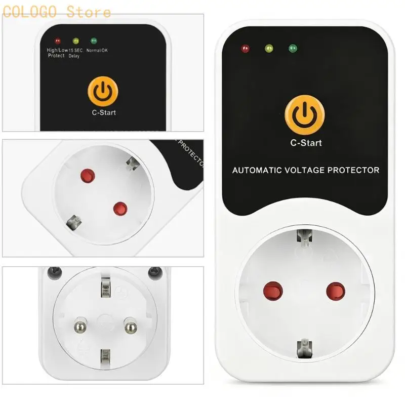 Single Outlet Guard for Factory and Workshop Power Areas, Automatic Home Appliance Care with Front Button and Delay Return for
