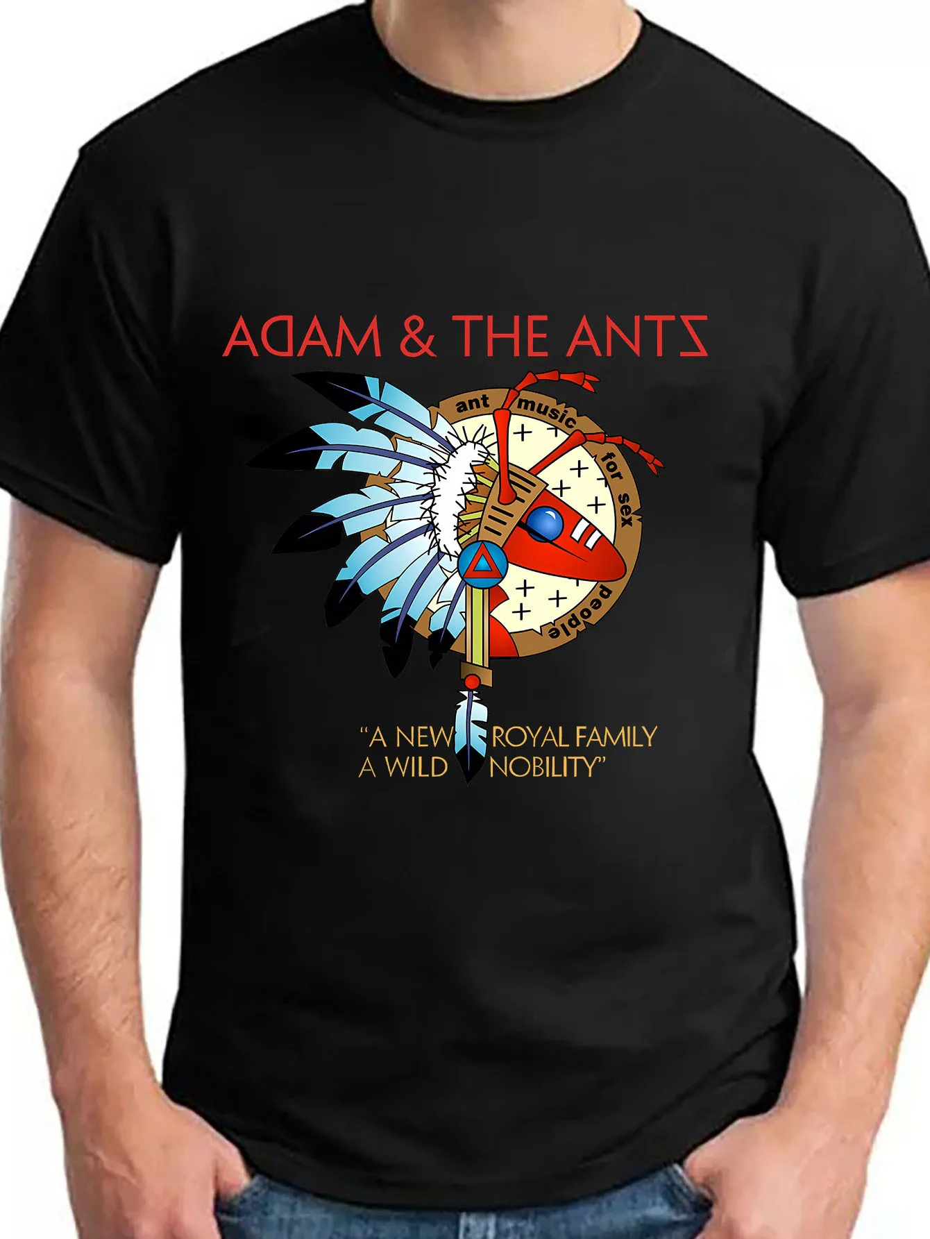 Мужская футболка в стиле Adam & The Ants — забавный графический принт, 100% хлопок, повседневная футболка с круглым вырезом ярких цветов — Machine Wa Мужская футболка в стиле Adam & The Ants — забавный графический принт, 100% хлопок, повседневная футболка с круглым вырезом ярких цветов — Machine Wa