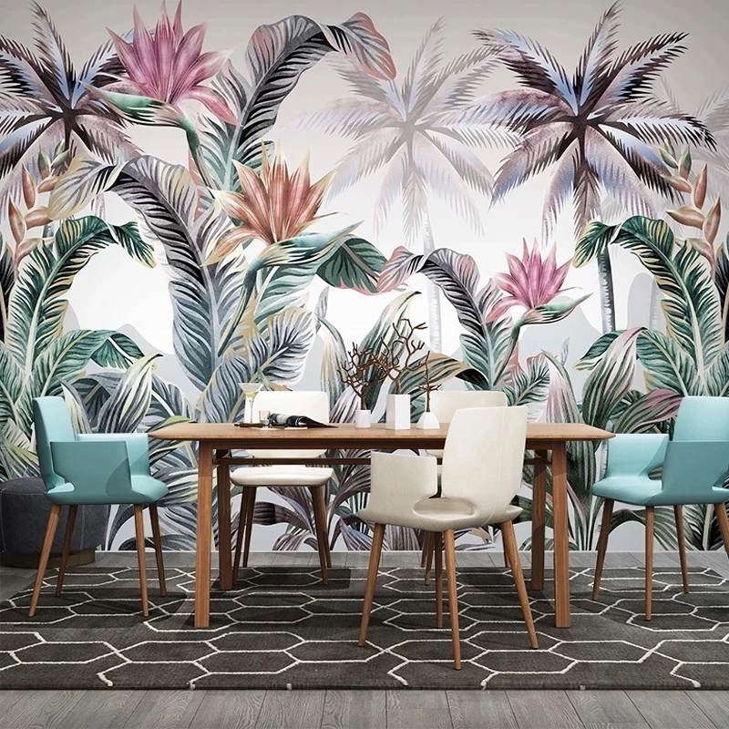 Custom Mural 3D Tropical Plant Banana Leaves Wallpaper Living room sofa TV background wall bedroom restaurant study Hotel photo