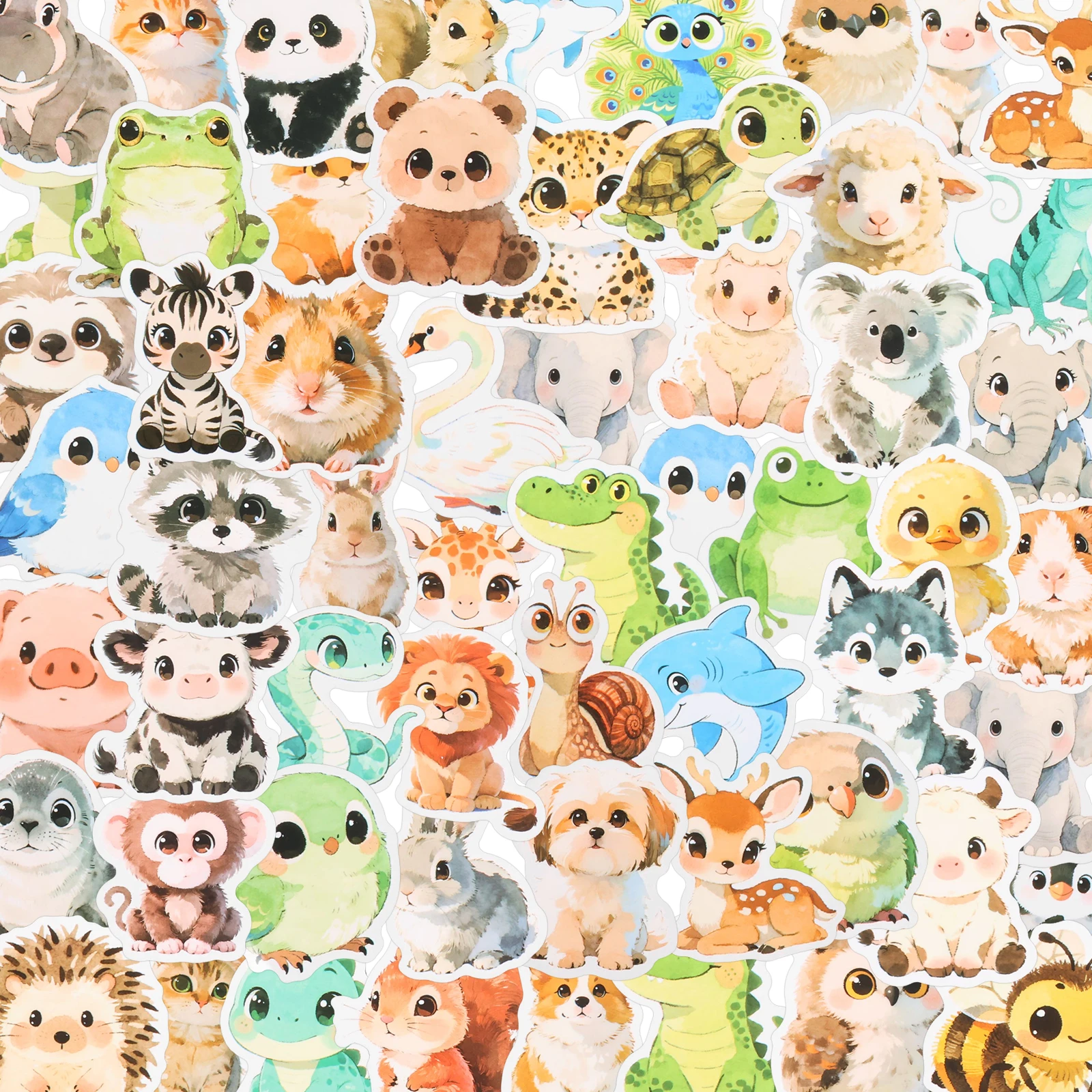 50Pcs Cute Animal Stickers Funny Pet Emoji Animals Waterproof For Skateboard Laptop Phone Diary Car Vinyl PVC Decoration Sticker