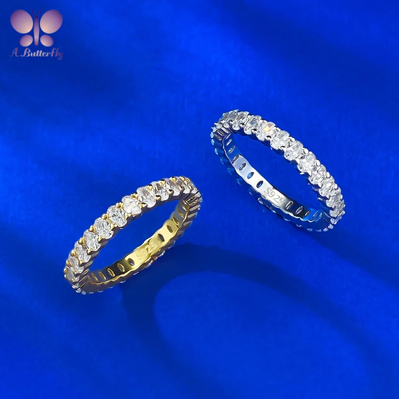 

AButterfly 100% 925 Sterling Silver D-color Oval Cut Women's Wedding Rin Fine Jewelry High-Quality Birthday Gift