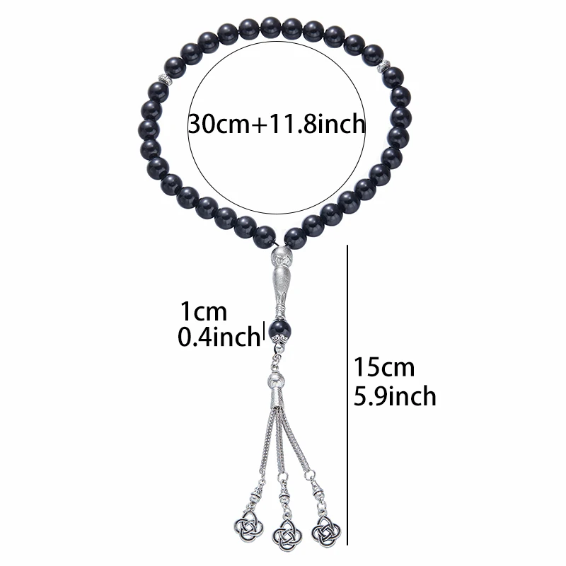 الأزرق أنيقة المرأة مجوهرات مطرزة عقدة ختم قلادة مجوهرات مسبحة مسلم الصلاة اليد سلسلة شرابة الإسلامية الشرق الأوسط #6